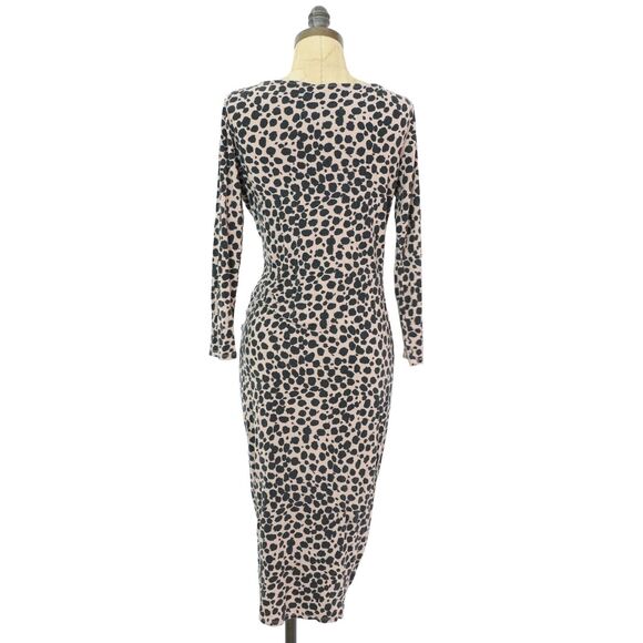 INGRID & ISABEL Leopard Maternity Dress S Stretch Knit Long Sleeve Brown B32 - Picture 4 of 7